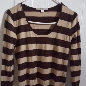 Tan and Brown Striped Sweater